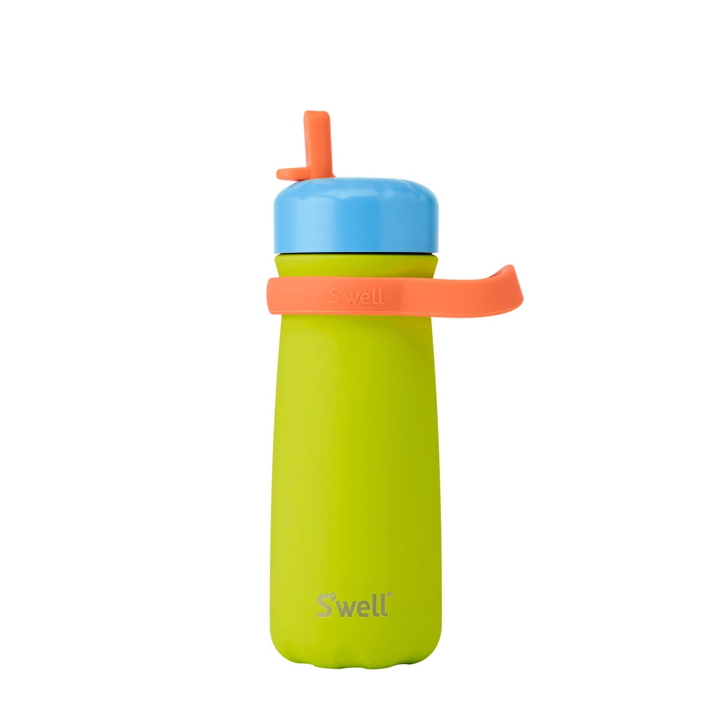 traveler-with-flip-straw-lid-16oz-w0 Swell-Kids-Water-Bottle-Traveler-16oz-Lime-Sherbet-Front-Lid-Up.jpg